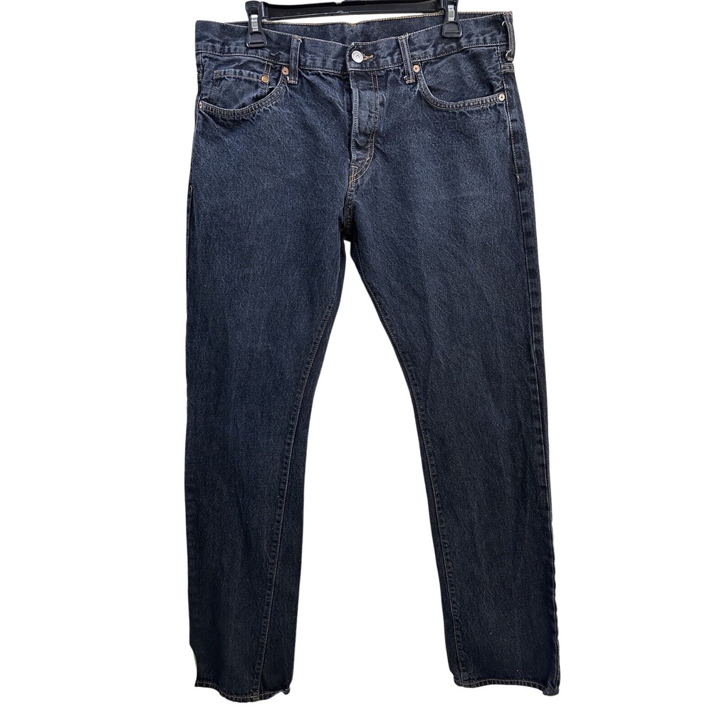 H&M Straight Jeans 34x34 Regular Waist Button Fly Dark Wash Soft Denim‎